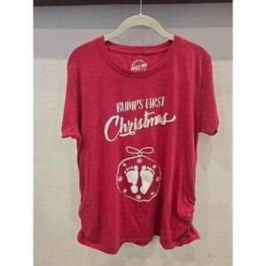 Bumps First Christmas Maternity T-Shirt Red Size 2XL Crazy Dog Brand Cotton/Poly